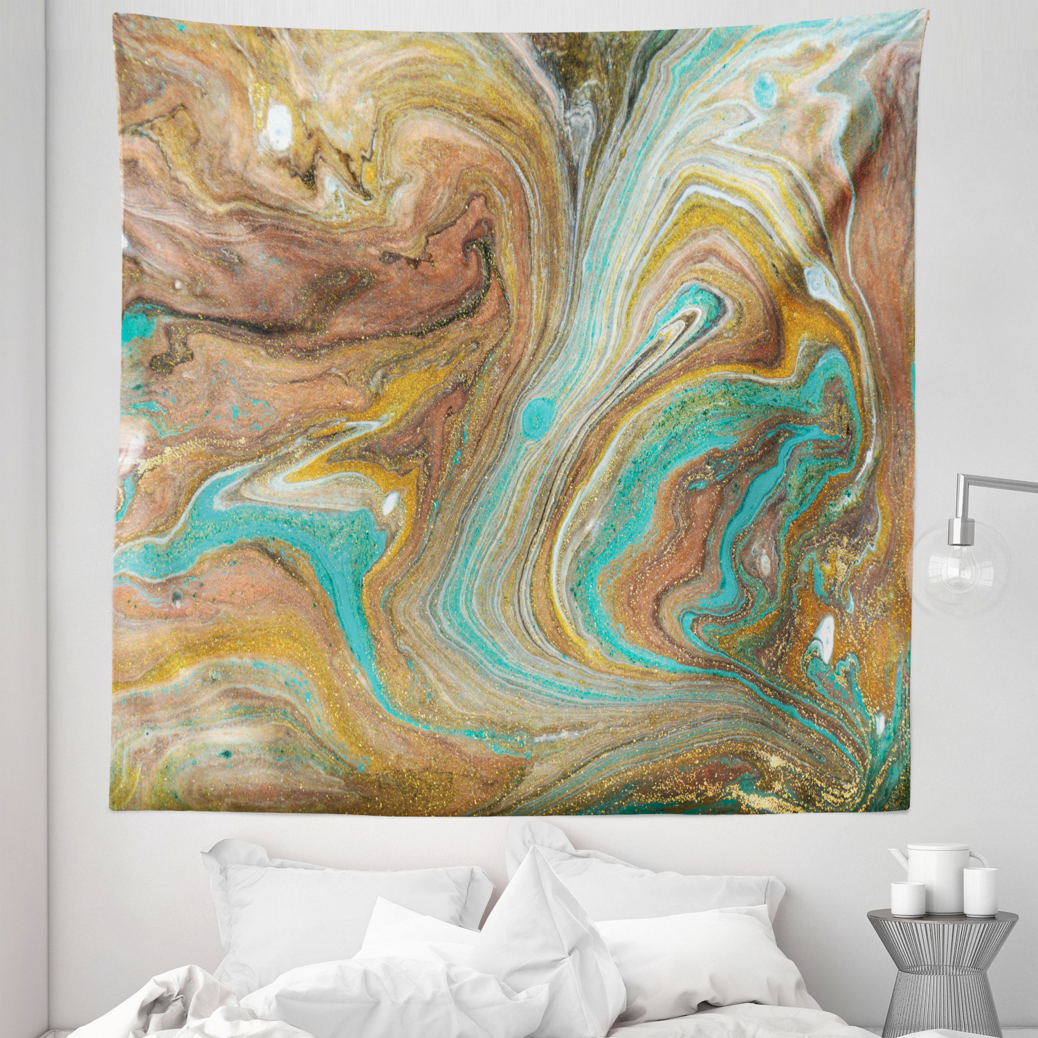 Marble Tapestry, Abstract Rippling Tones Natural Stone Inspired